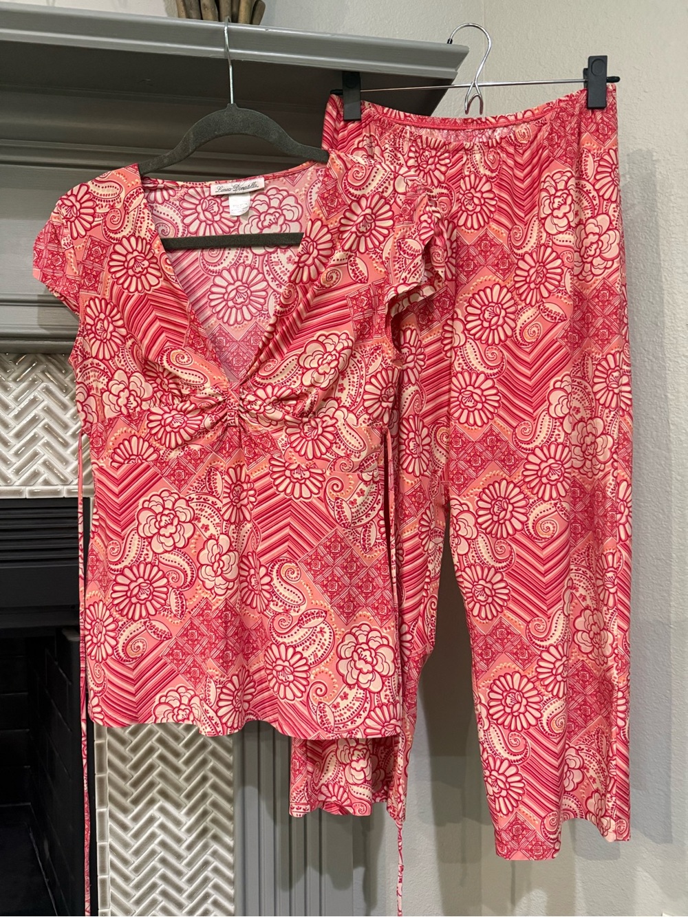 Linea Donatella Pink Floral & Paisley Pajama Set